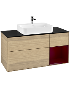 Villeroy und Boch Finion Villeroy und Boch F422HBPC 120cm, plaque de finition noir mat, étagère à droite Peony , Oak Veneer
