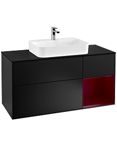 Villeroy und Boch Finion Villeroy und Boch Finion F422HBPD 120cm, cover plate black matt, shelf on the right Peony , black matt lacquer