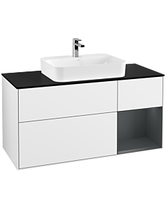 Villeroy und Boch Finion Villeroy und Boch Finion F422HGGF 120cm, cover plate black matt, shelf on the right Midnight Blue Matt Lacquer , glossy white lacquer