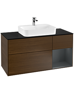 Villeroy und Boch Finion Villeroy und Boch F422HGGN 120cm, couvercle noir mat, étagère droite Midnight Blue Matt Lacquer , placage noyer