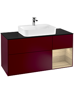 Villeroy und Boch Finion Villeroy und Boch F422PCHB 120cm, plaque de finition noir mat, étagère à droite Oak Veneer , Peony Matt