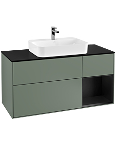 Villeroy und Boch Finion Villeroy und Boch Finion F422PDGM 120cm, cover plate black matt, shelf on the right black matt lacquer, Olive Matt Lacquer