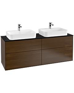 Villeroy und Boch Finion Waschtischunterschrank F43200GN 160x60,3cm, Abdeckplatte black matt, Walnut veneer