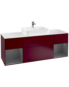 Villeroy und Boch Finion Waschtischunterschrank F451GKHB 160x60,3cm, Abdeckplatte white matt, Regale Anthracite matt lacquer, Peony Matt