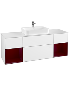 Villeroy und Boch Finion Waschtischunterschrank F451HBGF 160x60,3cm, Abdeckplatte white matt, Regale Peony matt lacquer, Glossy white lacquer