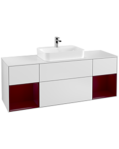 Villeroy und Boch Finion Waschtischunterschrank F451HBMT 160x60,3cm, Abdeckplatte white matt, Regale Peony matt lacquer, White matt lacquer
