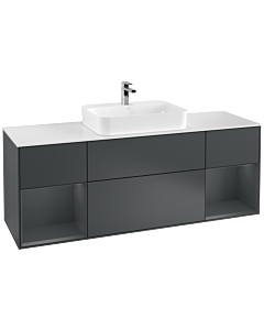 Villeroy und Boch Finion Waschtischunterschrank F451HGHG 160x60,3cm, Abdeckplatte white matt, Regale Midnight matt lacquer, Midnight Blue Matt Lacquer