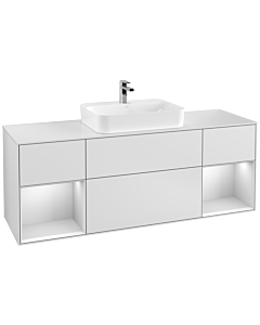 Villeroy und Boch Finion Villeroy und Boch F451MTMT 160x60,3cm, plaque de finition blanc mat, étagères laqué blanc mat, laqué blanc mat
