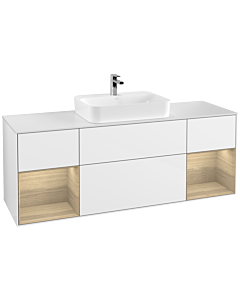 Villeroy und Boch Finion Villeroy und Boch F451PCGF 160x60.3cm, plaque de finition blanc mat, étagères Oak Veneer , laqué blanc brillant