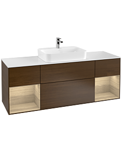 Villeroy und Boch Finion Villeroy und Boch F451PCGN 160x60.3cm, plaque de finition blanc mat, étagères Oak Veneer , placage Oak Veneer