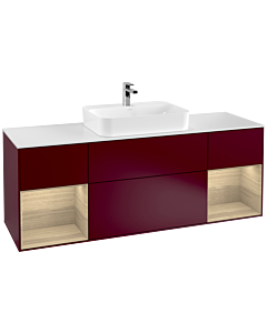 Villeroy und Boch Finion Waschtischunterschrank F451PCHB 160x60,3cm, Abdeckplatte white matt, Regale Oak Veneer, Peony Matt