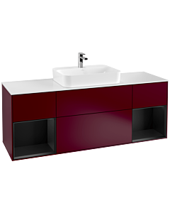 Villeroy und Boch Finion Waschtischunterschrank F451PDHB 160x60,3cm, Abdeckplatte white matt, Regale Black matt lacquer, Peony Matt