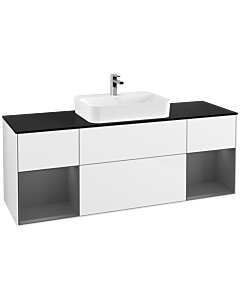 Villeroy und Boch Finion Villeroy und Boch F452GKGF 160x60,3cm, plaque de finition noir mat, étagères laqué anthracite mat, laqué blanc brillant