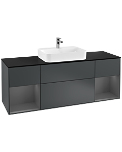 Villeroy und Boch Finion Villeroy und Boch F452GKHG 160x60,3cm, plaque de finition noir mat, étagères laqué anthracite mat, Midnight Blue Matt Lacquer