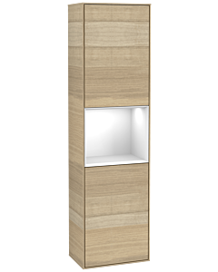 Villeroy und Boch Finion Hochschrank F460GFPC 41,8x151,6x27cm, links, Regal Glossy White Lacquer, Oak Veneer