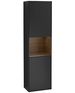 Villeroy und Boch armoire Finion F460GNPD 41.8x151.6x27cm, gauche, étagère placage noyer, laqué noir mat