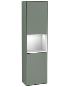 Villeroy und Boch Finion cabinet F460MTGM 41.8x151.6x27cm, left, shelf White Matt Lacquer , Olive Matt Lacquer