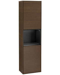 Villeroy und Boch Finion Hochschrank F460PDGN 41,8x151,6x27cm, links, Regal Black matt lacquer, Walnut veneer