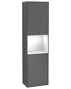 Villeroy und Boch armoire Finion F470GFGK 41.8x151.6x27cm, droite, étagère laqué blanc brillant, anthracite mat