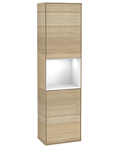 Villeroy und Boch Finion cabinet F470GFPC 41.8x151.6x27cm, right, shelf Glossy White Lacquer , Oak Veneer