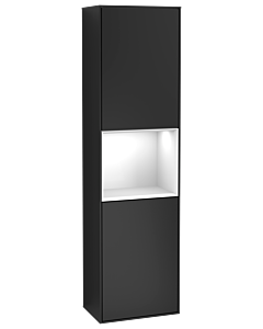 Villeroy und Boch armoire Finion F470GFPD 41.8x151.6x27cm, droite, étagère laqué blanc brillant, laqué noir mat
