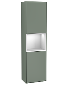 Villeroy und Boch Finion cabinet F470MTGM 41.8x151.6x27cm, right, shelf White Matt Lacquer , Olive Matt Lacquer