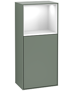 Villeroy und Boch Finion side cabinet F500GFGM 41.8x93.6x27cm, left, shelf above Glossy White , Olive Matt Lacquer