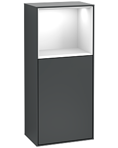 Villeroy und Boch Finion side cabinet F500GFHG 41.8x93.6x27cm, left, shelf above Glossy White , Midnight Blue Matt Lacquer