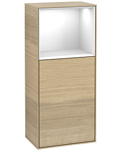 Villeroy und Boch Finion armoire latérale F500GFPC 41.8x93.6x27cm, gauche, étagère au-dessus Glossy White , Oak Veneer