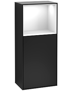 Villeroy und Boch Finion side cabinet F500GFPD 41.8x93.6x27cm, left, shelf above Glossy White , black matt lacquer