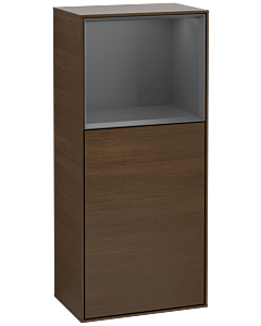Villeroy und Boch Finion side cabinet F500GKGN 41.8x93.6x27cm, left, shelf above anthracite matt, walnut veneer