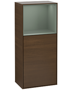 Villeroy und Boch Finion side cabinet F500GMGN 41.8x93.6x27cm, left, shelf above olive matt, walnut veneer