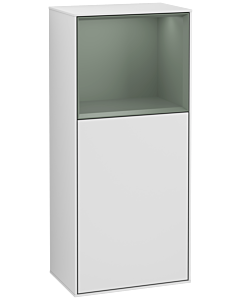 Villeroy und Boch Finion armoire latérale F500GMMT 41.8x93.6x27cm, gauche, plateau étagère olive mat, blanc laqué mat