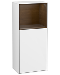 Villeroy und Boch Finion side cabinet F500GNGF 41.8x93.6x27cm, left, shelf above walnut veneer, glossy white lacquer