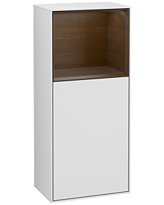 Villeroy und Boch Finion armoire latérale F500GNMT 41.8x93.6x27cm, gauche, étagère au dessus placage noyer, laqué blanc mat