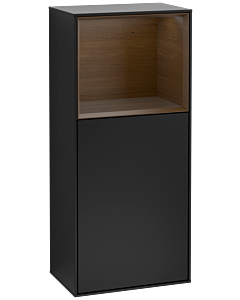 Villeroy und Boch Finion Seitenschrank F500GNPD 41,8x93,6x27cm, links, Regal oben Walnut veneer, Black matt lacquer