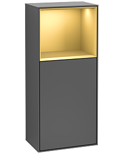 Villeroy und Boch Finion armoire latérale F500HFGK 41.8x93.6x27cm, gauche, étagère au dessus or mat, anthracite mat