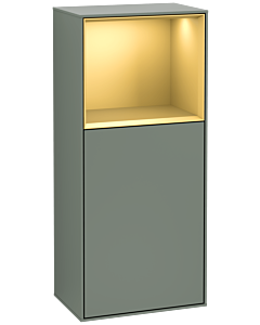 Villeroy und Boch Finion side cabinet F500HFGM 41.8x93.6x27cm, left, shelf above gold matt, Olive Matt Lacquer