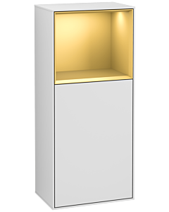 Villeroy und Boch Finion armoire latérale F500HFMT 41.8x93.6x27cm, gauche, étagère au-dessus de l&#39;or mat, laqué blanc mat
