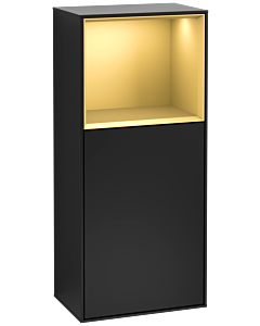 Villeroy und Boch Finion armoire latérale F500HFPD 41.8x93.6x27cm, gauche, étagère au-dessus de l&#39;or mat, laqué noir mat
