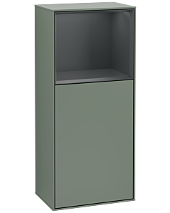 Villeroy und Boch Finion Seitenschrank F500HGGM 41,8x93,6x27cm, links, Regal oben Midnight Blue Matt, Olive Matt Lacquer
