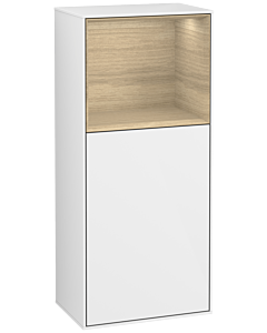 Villeroy und Boch Finion side cabinet F500PCGF 41.8x93.6x27cm, left, shelf above Oak Veneer , Glossy white lacquer