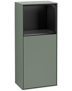 Villeroy und Boch Finion side cabinet F500PDGM 41.8x93.6x27cm, left, shelf above black matt, Olive Matt Lacquer