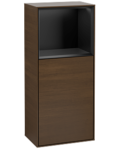 Villeroy und Boch Finion armoire latérale F500PDGN 41.8x93.6x27cm, gauche, étagère au dessus noir mat, placage noyer