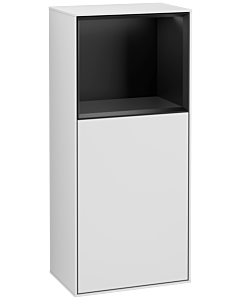 Villeroy und Boch Finion armoire latérale F500PDMT 41.8x93.6x27cm, gauche, étagère au-dessus noir mat, laqué blanc mat