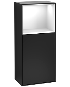 Villeroy und Boch Finion Seitenschrank F510GFPD 41,8x93,6x27cm, rechts, Regal oben Glossy White, Black matt lacquer
