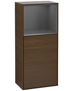 Villeroy und Boch Finion armoire latérale F510GKGN 41.8x93.6x27cm, droite, plateau étagère anthracite mat, placage noyer