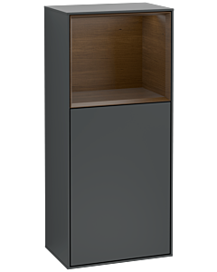 Villeroy und Boch Finion Seitenschrank F510GNHG 41,8x93,6x27cm, rechts, Regal oben Walnut Veneer, Midnight Blue Matt Lacquer