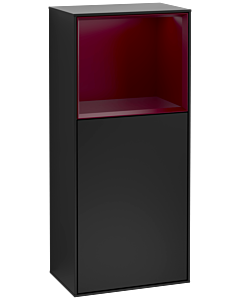 Villeroy und Boch Finion side cabinet F510HBPD 41.8x93.6x27cm, right, shelf above Peony Matt , black matt lacquer