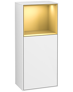 Villeroy und Boch Finion armoire latérale F510HFGF 41.8x93.6x27cm, droite, étagère au-dessus de l&#39;or mat, laqué blanc brillant